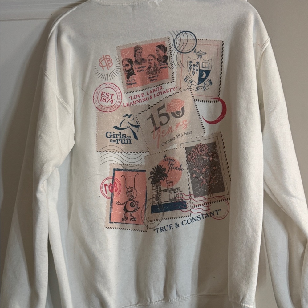 Gamma Phi Beta White Sweatshirt - 150 Year Anniversary